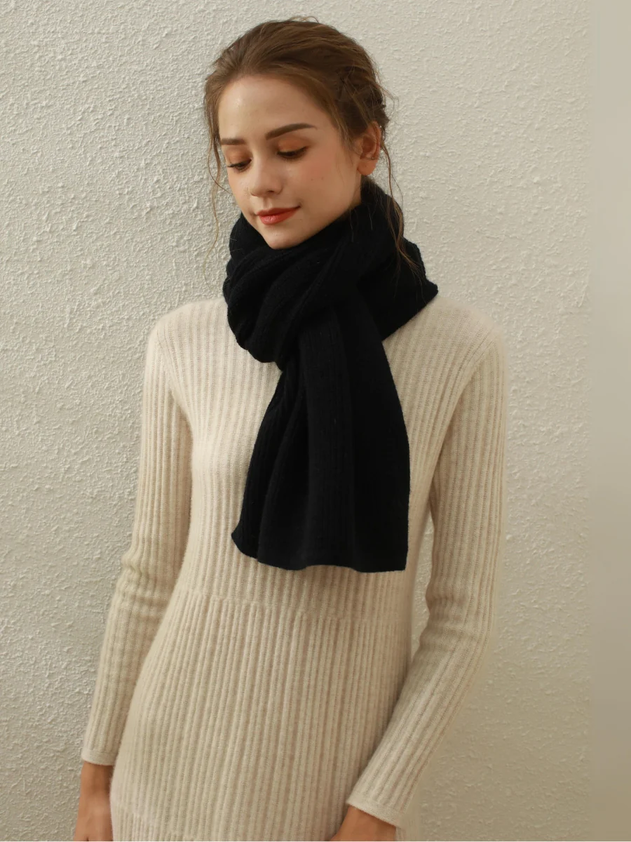 Arielle Cashmere blend Thread Scarf - Black - Image 6