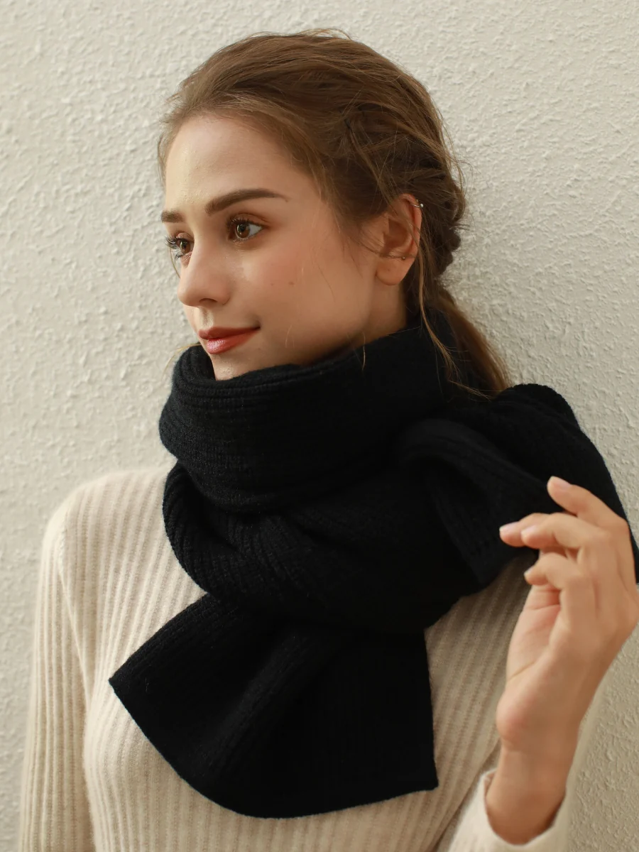 Arielle Cashmere blend Thread Scarf - Black - Image 8