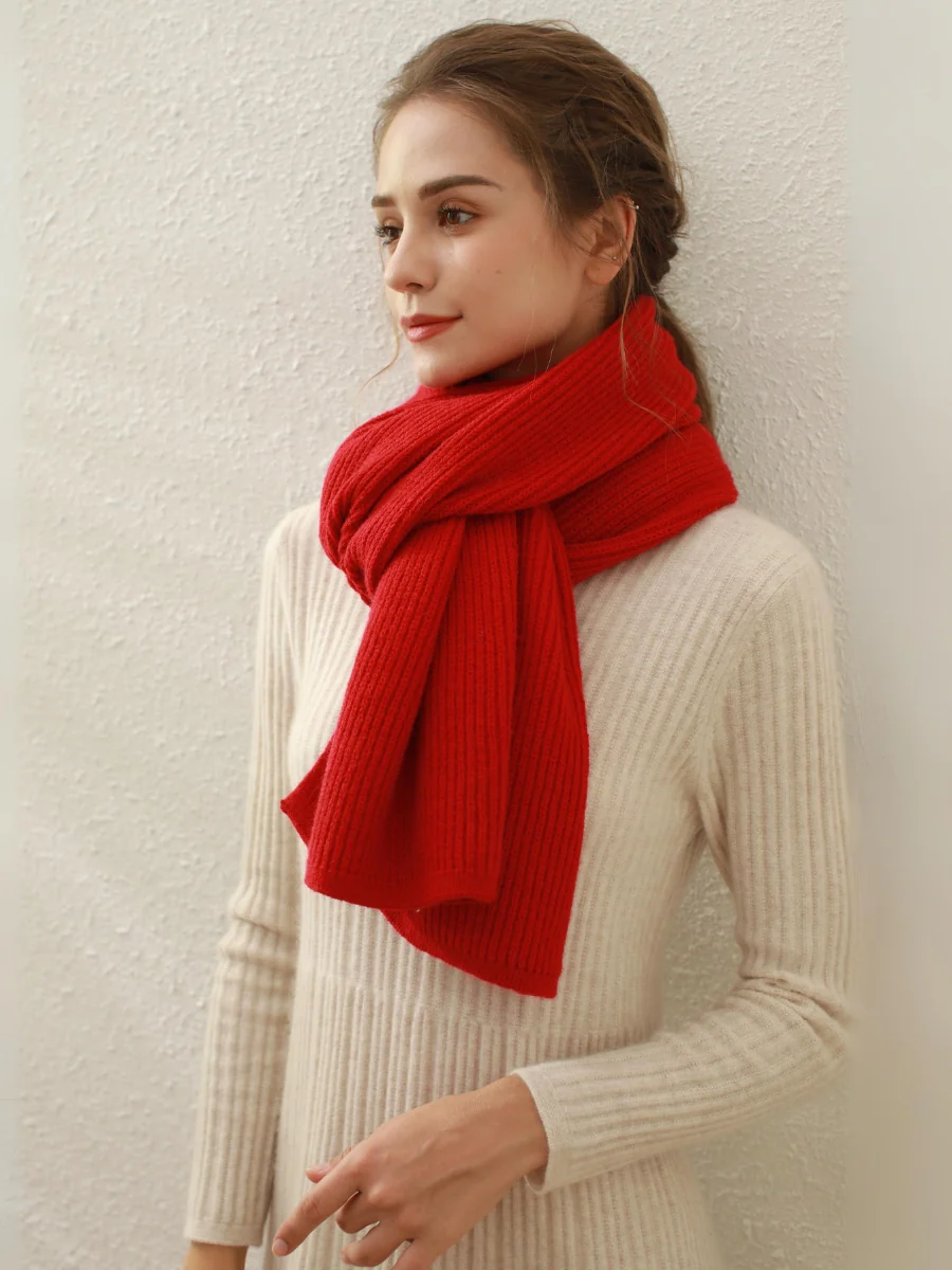 Arielle Cashmere blend Thread Scarf - Red - Image 7