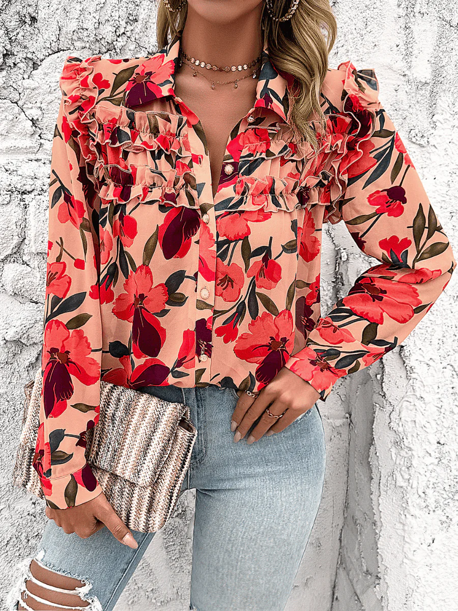 Aries Floral Button Up Blouse - Image 3