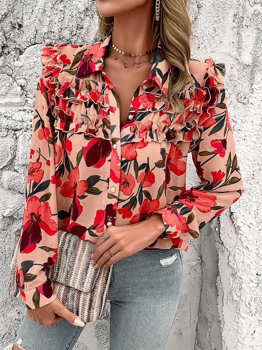 Aries Floral Button Up Blouse - Image 5