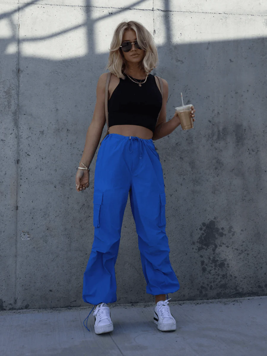 ARNIE NYLON CARGO PANTS - BLUE - Image 2