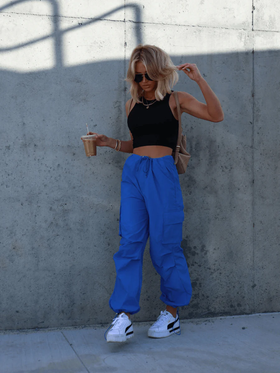 ARNIE NYLON CARGO PANTS - BLUE - Image 3