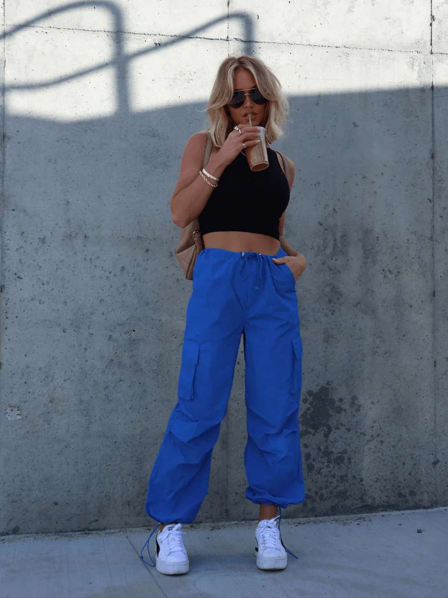 ARNIE NYLON CARGO PANTS - BLUE - Image 4