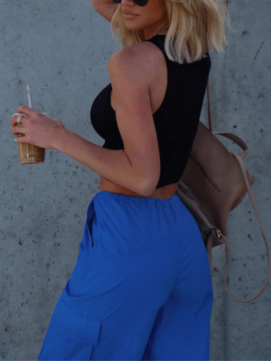 ARNIE NYLON CARGO PANTS - BLUE - Image 5