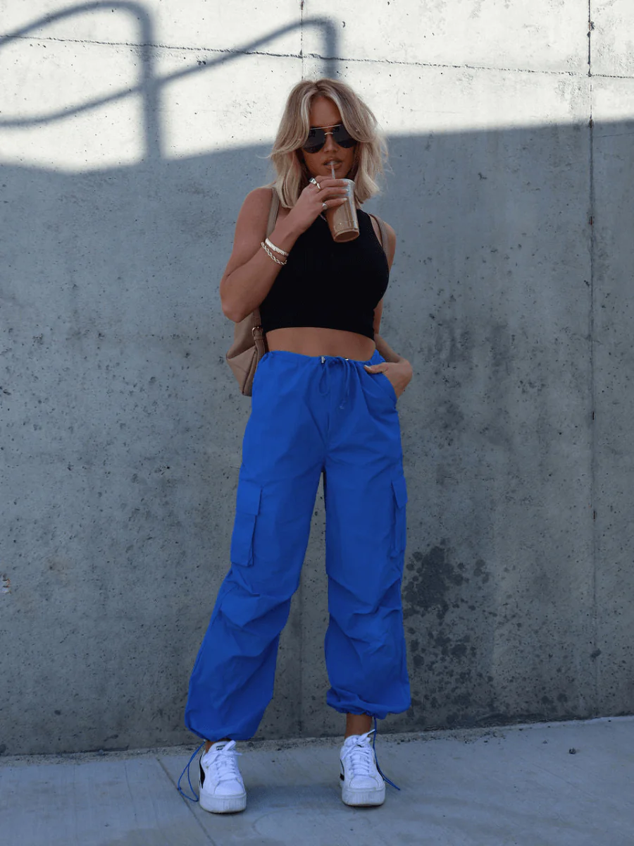 ARNIE NYLON CARGO PANTS - BLUE - Image 6