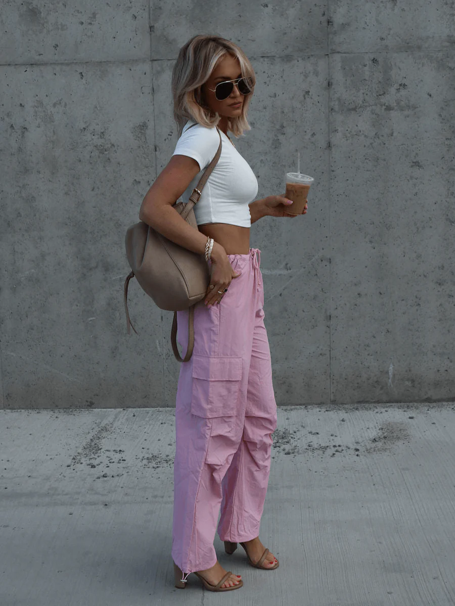 ARNIE NYLON CARGO PANTS - PINK - Image 2