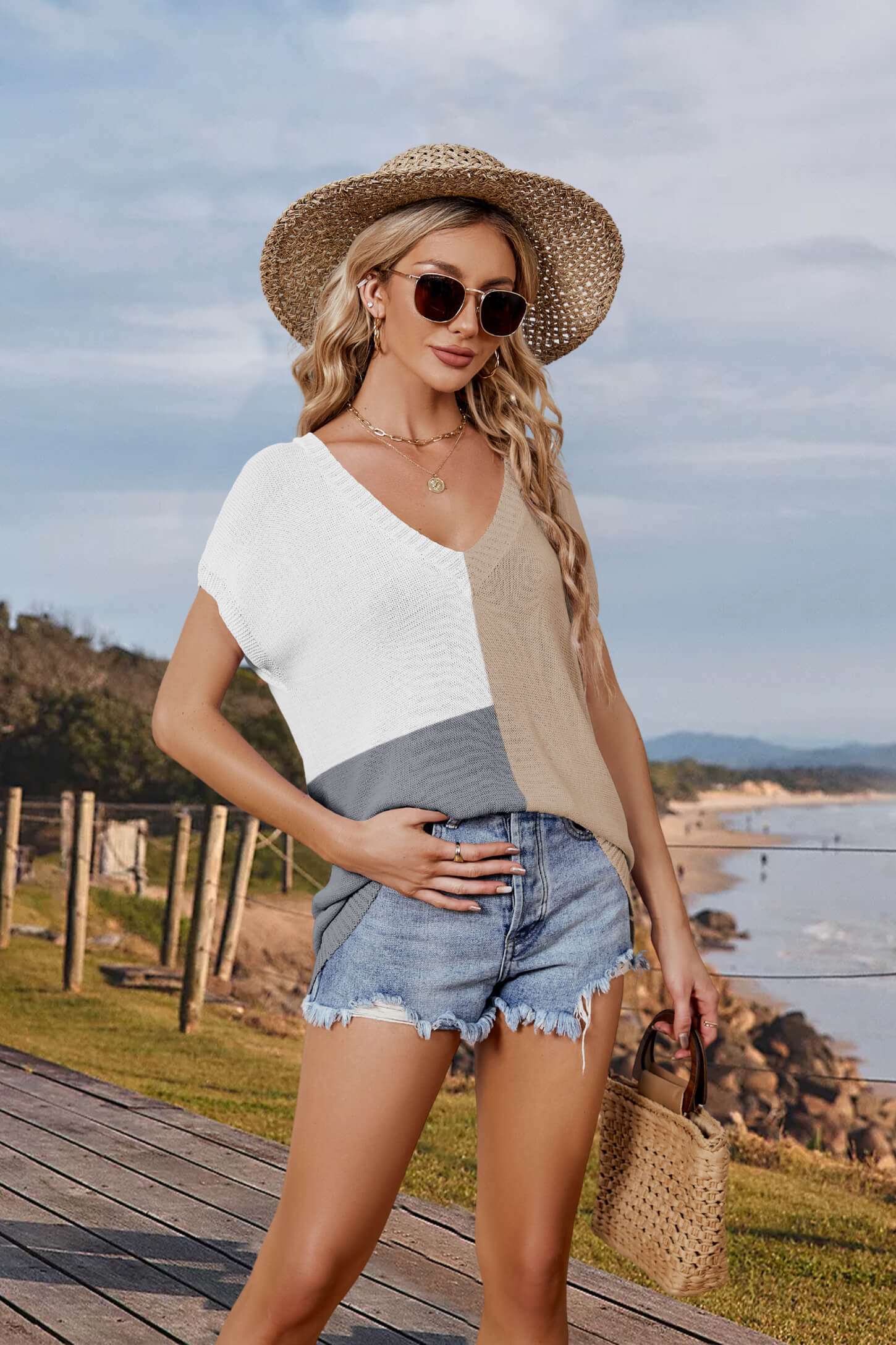 Arthur Knit Cotton Blend Color Block Tank - Image 2