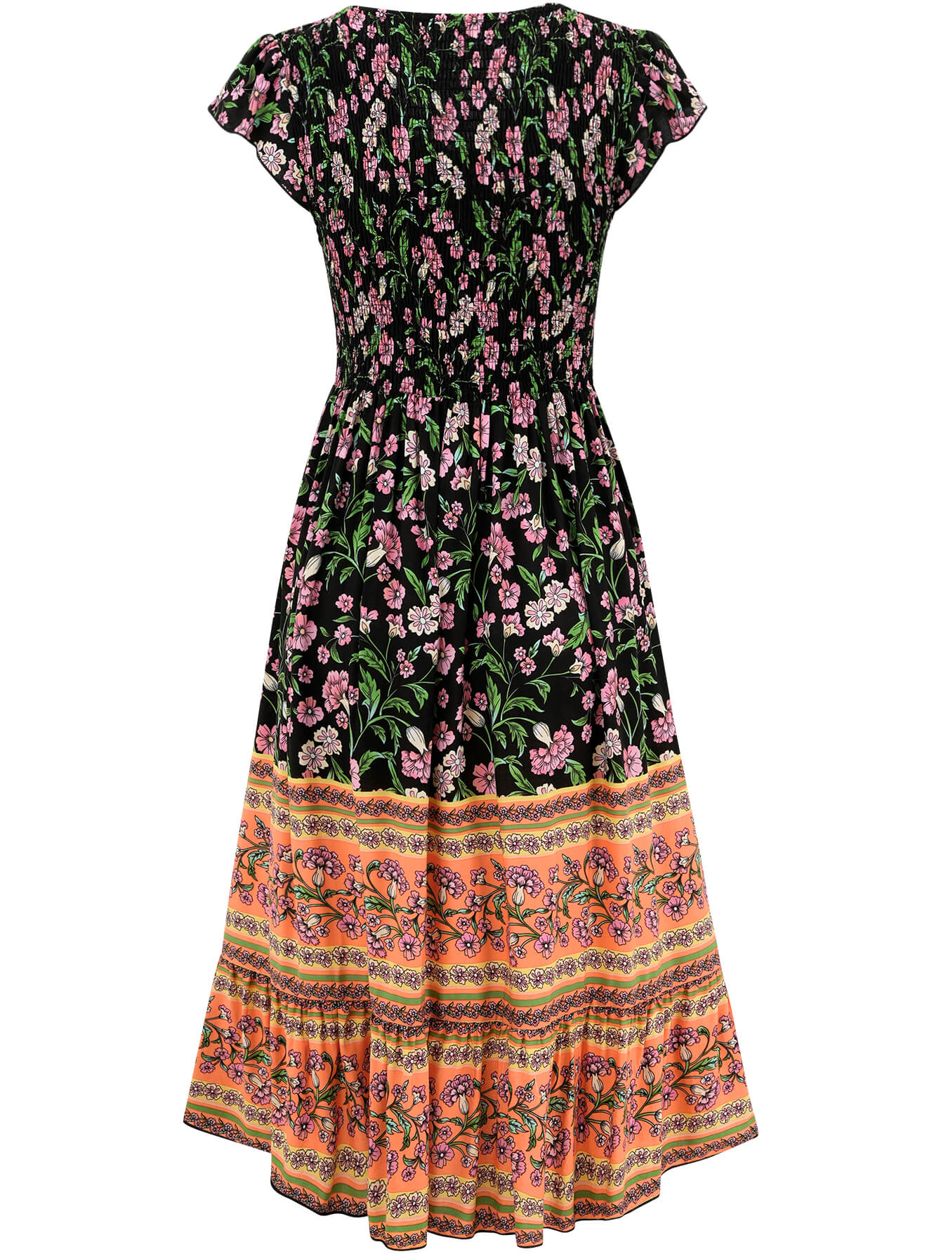 Ashlyn V-Neck Tiered Midi Dress - Black - Image 8