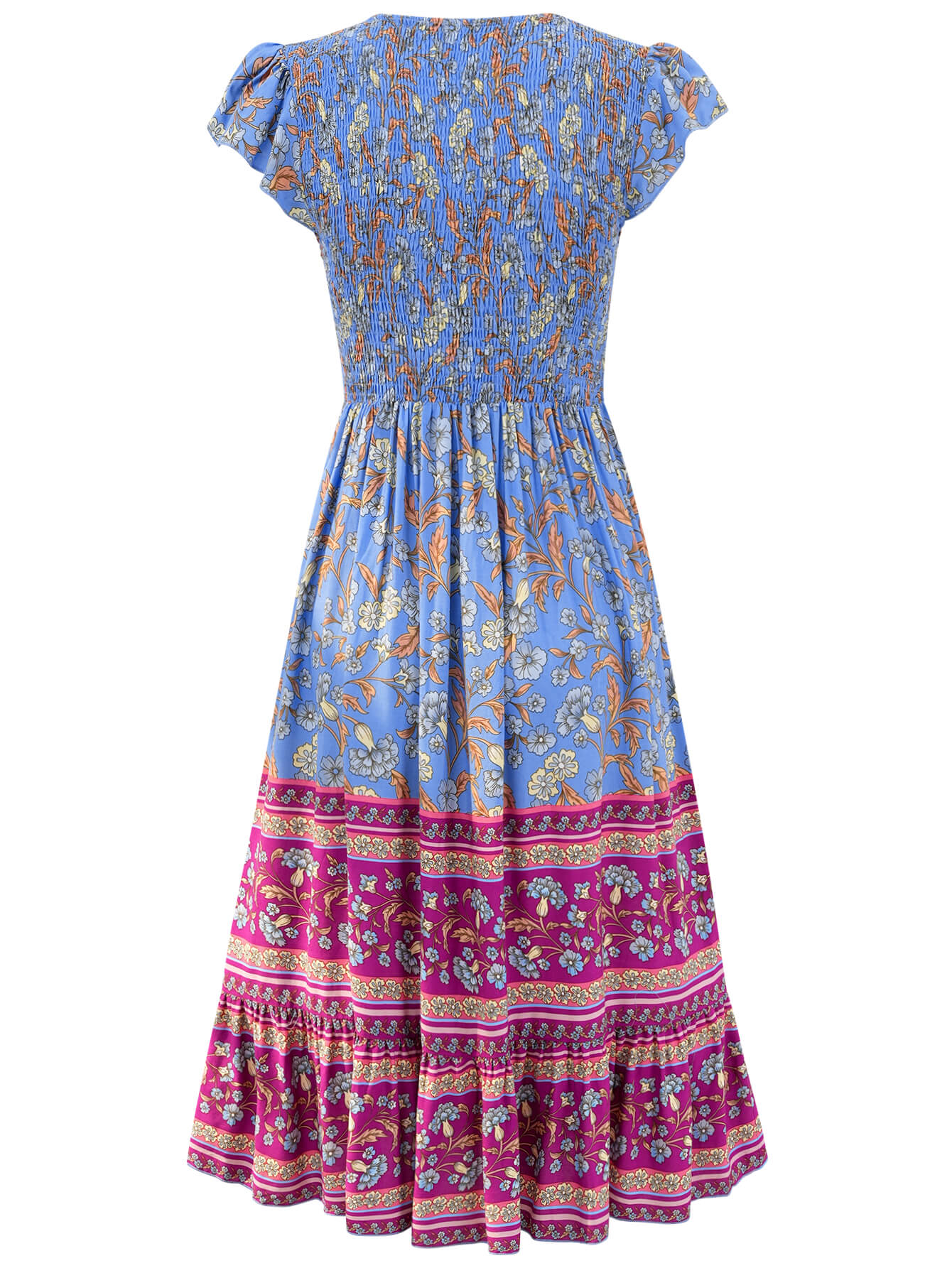 Ashlyn V-Neck Tiered Midi Dress - Blue - Image 8