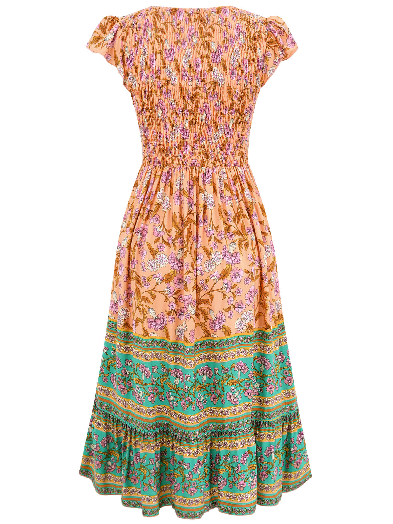 Ashlyn V-Neck Tiered Midi Dress - Orange - Image 8
