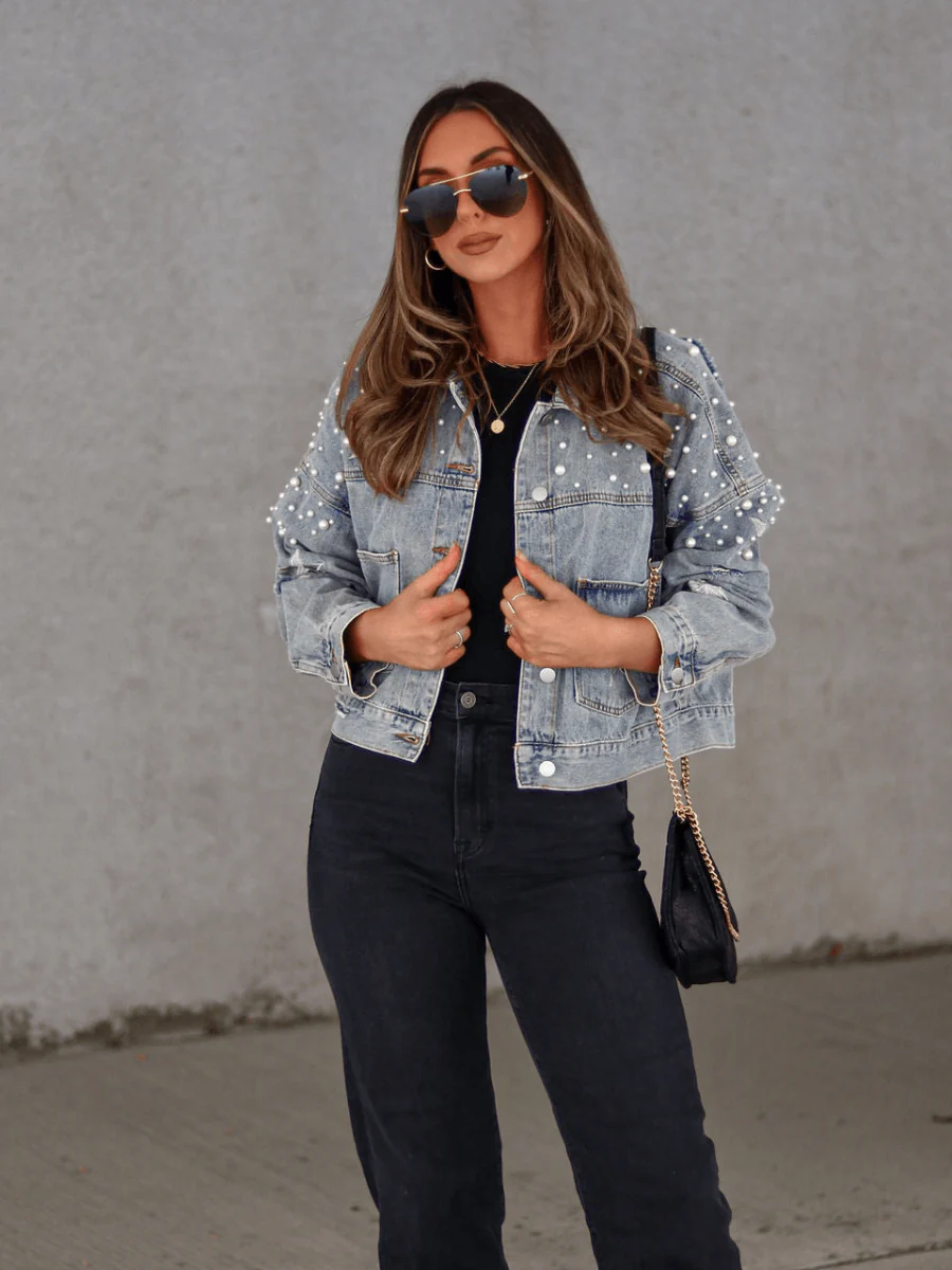 ASHTON PEARL STAR EMBROIDERED DENIM JACKET - Image 5