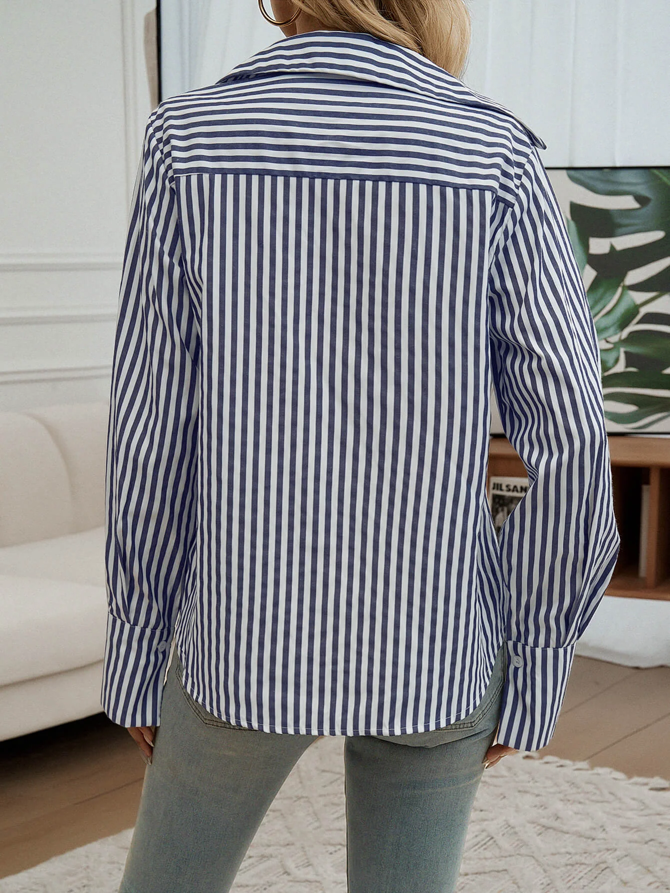 At The Office Striped Collared Shirt - Image 5