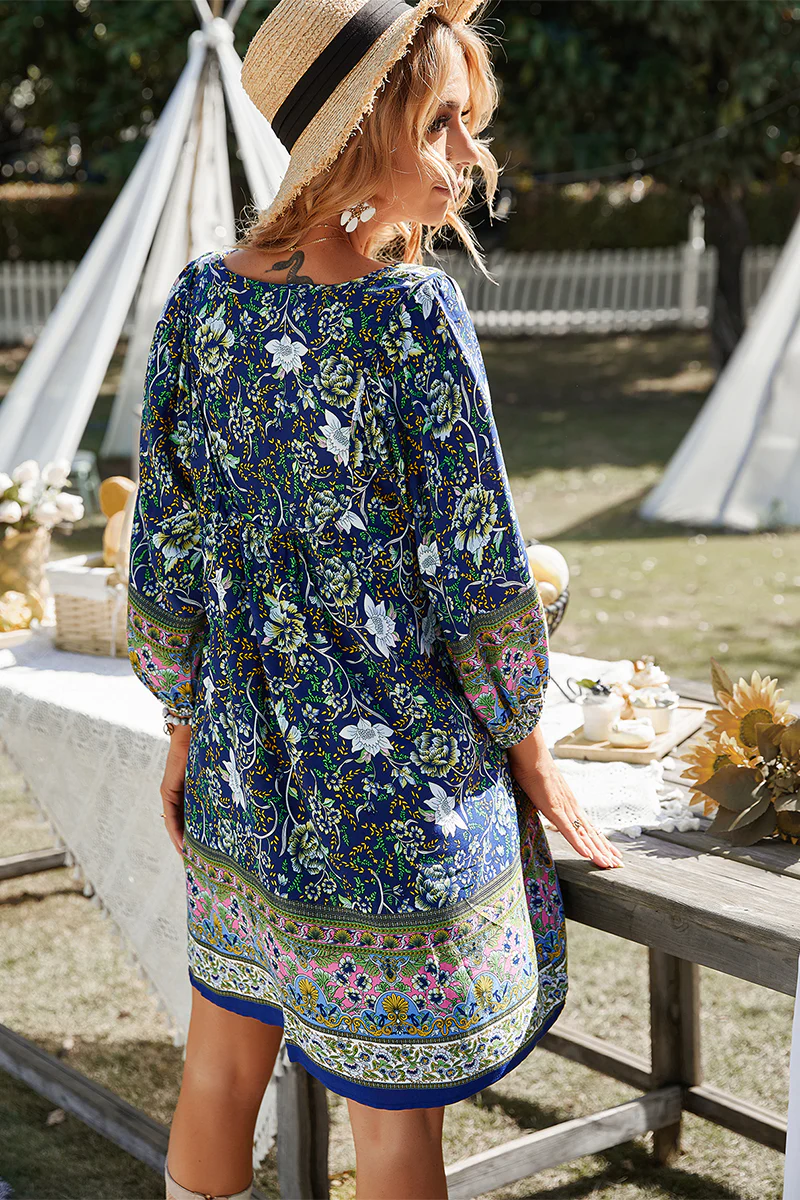 AURINA BOHO DRESS - NAVY - Image 6