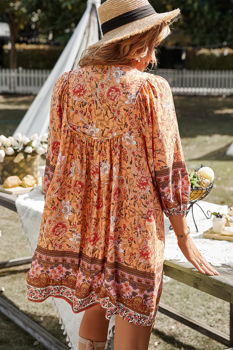 AURINA BOHO DRESS - ORANGE - Image 6