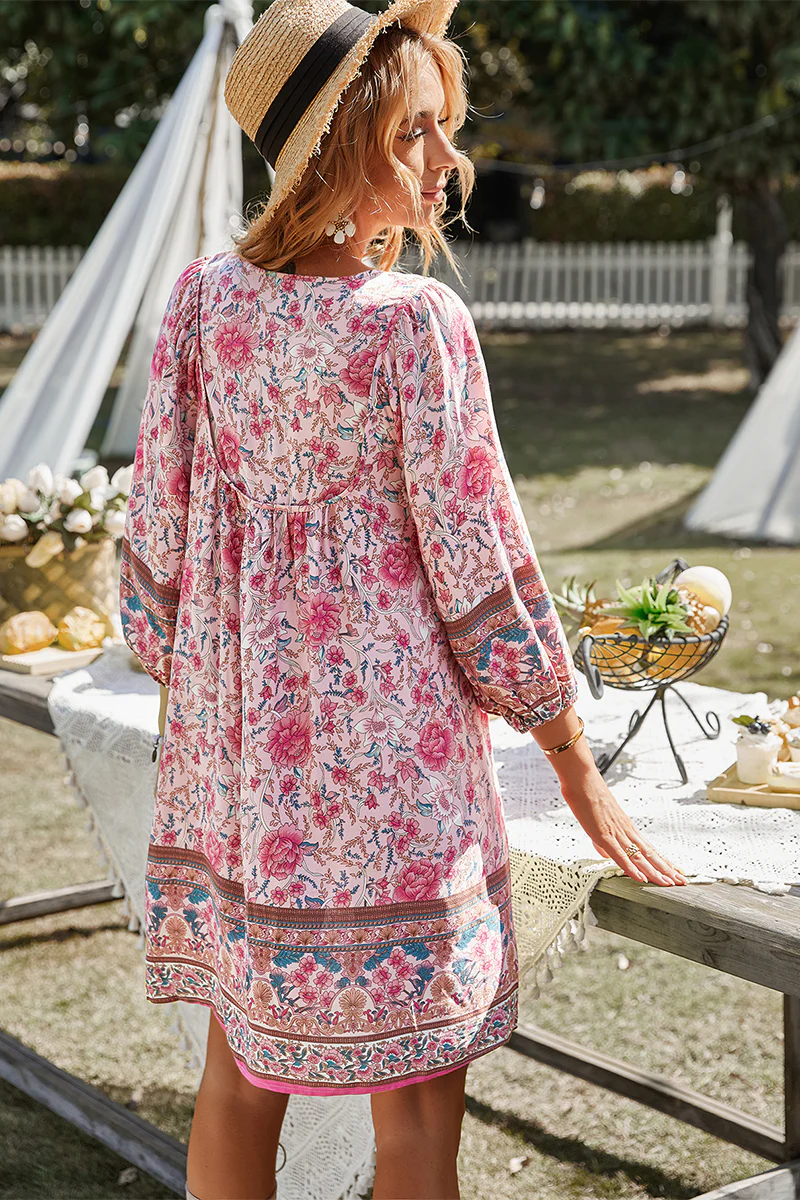 AURINA BOHO DRESS - PINK - Image 6