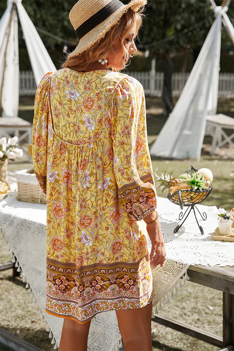 AURINA BOHO DRESS - YELLOW - Image 6