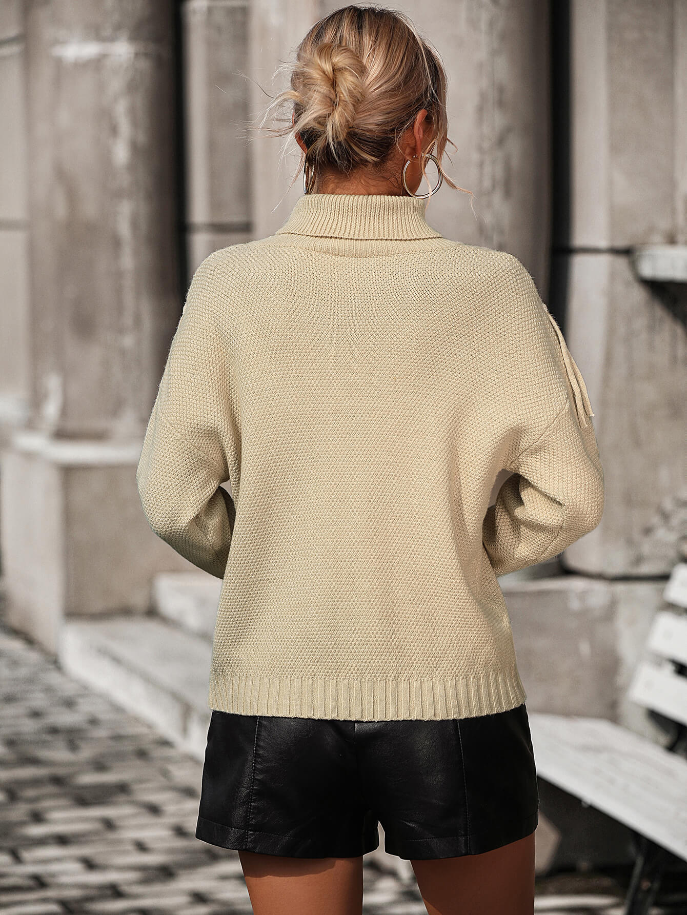 Autumn Breeze Fringe Trim Sweater - Beige - Image 4