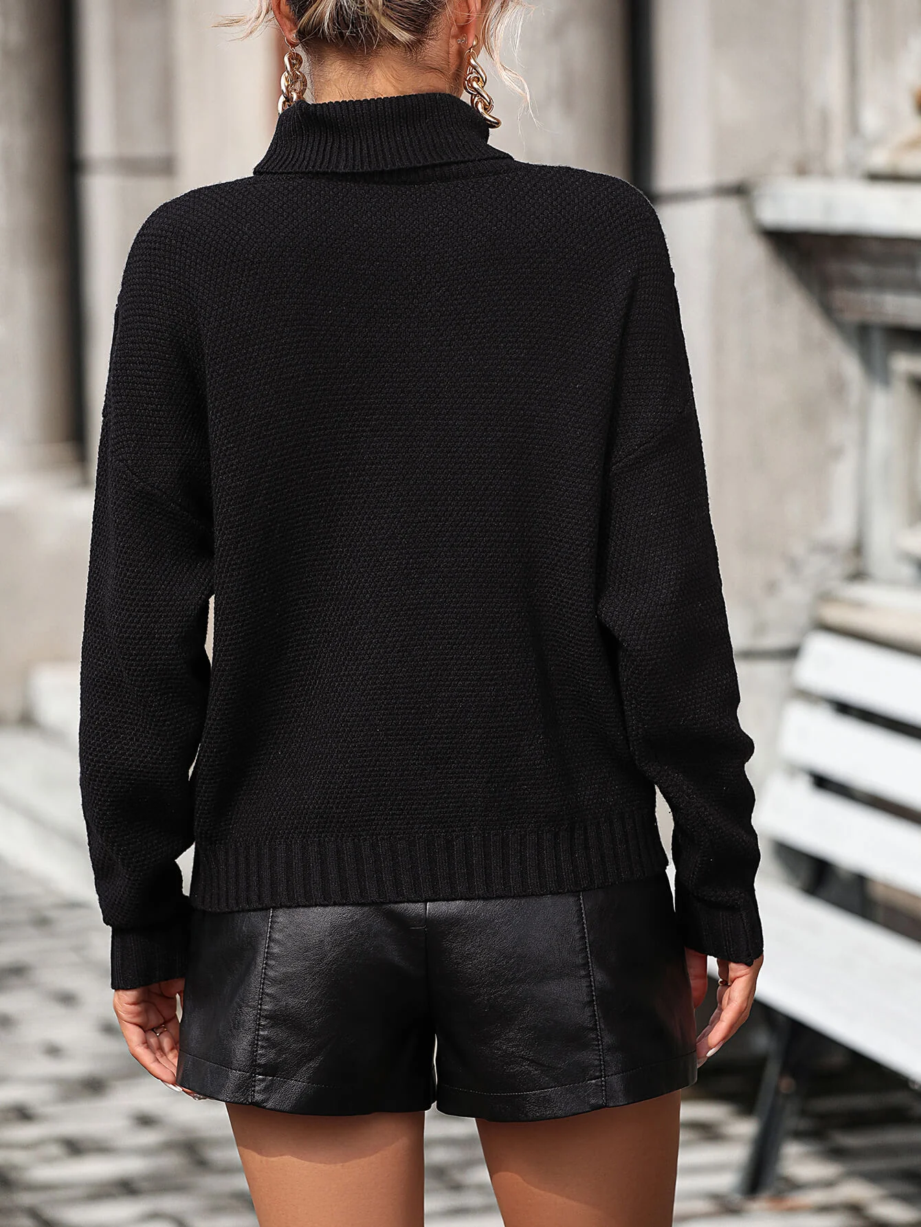 Autumn Breeze Fringe Trim Sweater - Black - Image 3