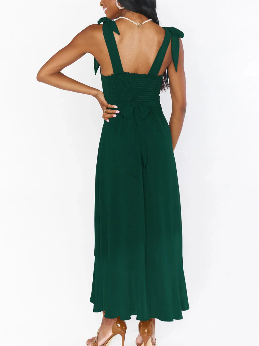 AVIANCA SHOULDER TIE BRIDAL MIDI DRESS - EMERALD - Image 4