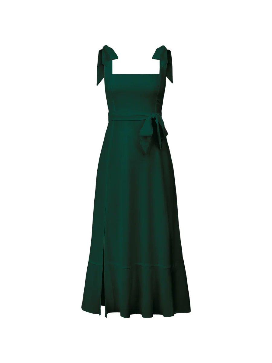 AVIANCA SHOULDER TIE BRIDAL MIDI DRESS - EMERALD - Image 7