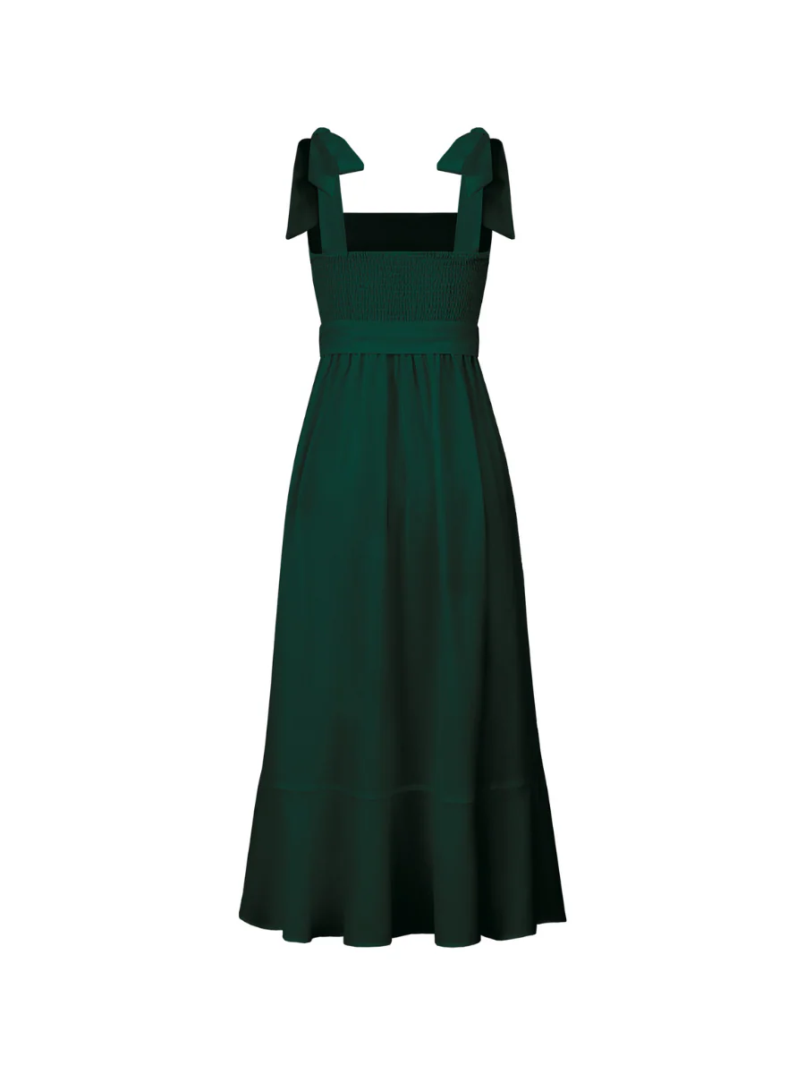 AVIANCA SHOULDER TIE BRIDAL MIDI DRESS - EMERALD - Image 8