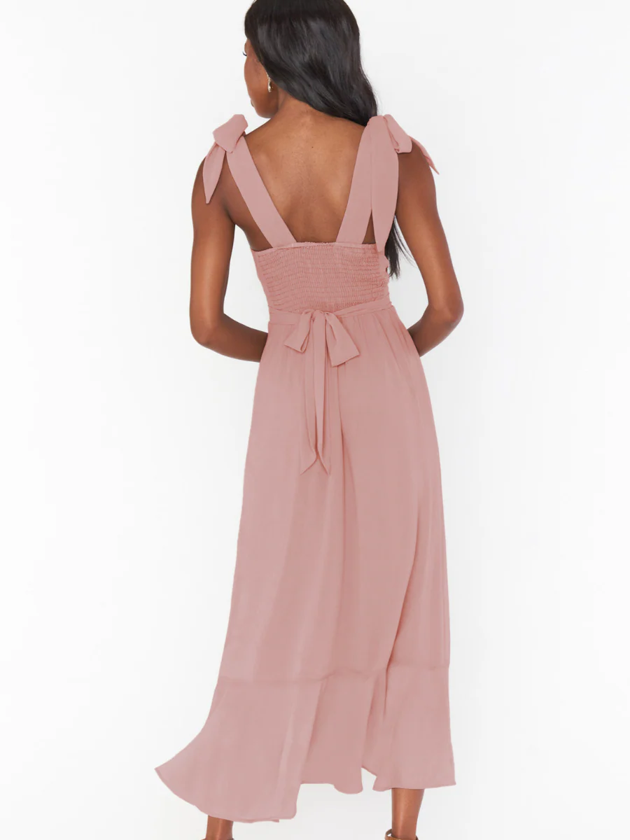 AVIANCA SHOULDER TIE BRIDAL MIDI DRESS - MAUVE - Image 6