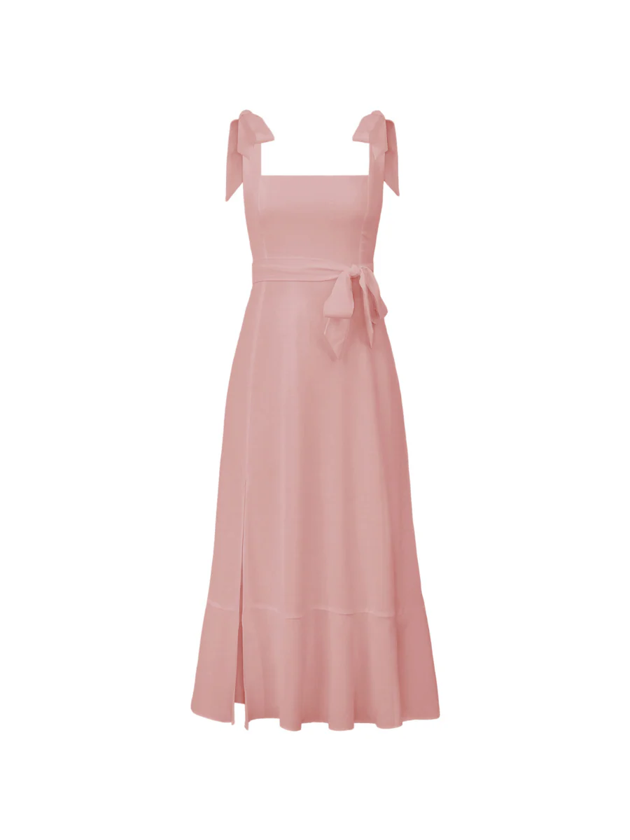 AVIANCA SHOULDER TIE BRIDAL MIDI DRESS - MAUVE - Image 7