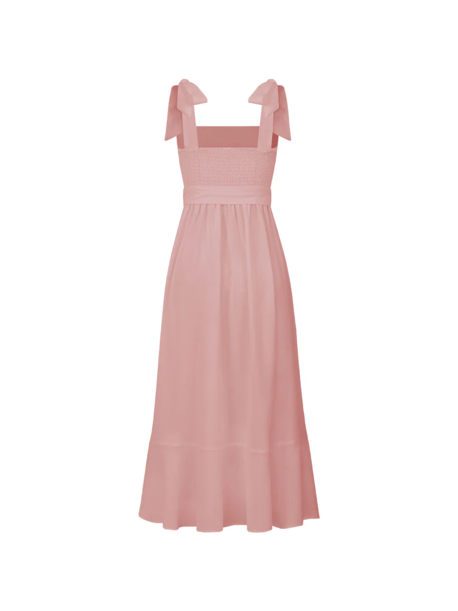 AVIANCA SHOULDER TIE BRIDAL MIDI DRESS - MAUVE - Image 8