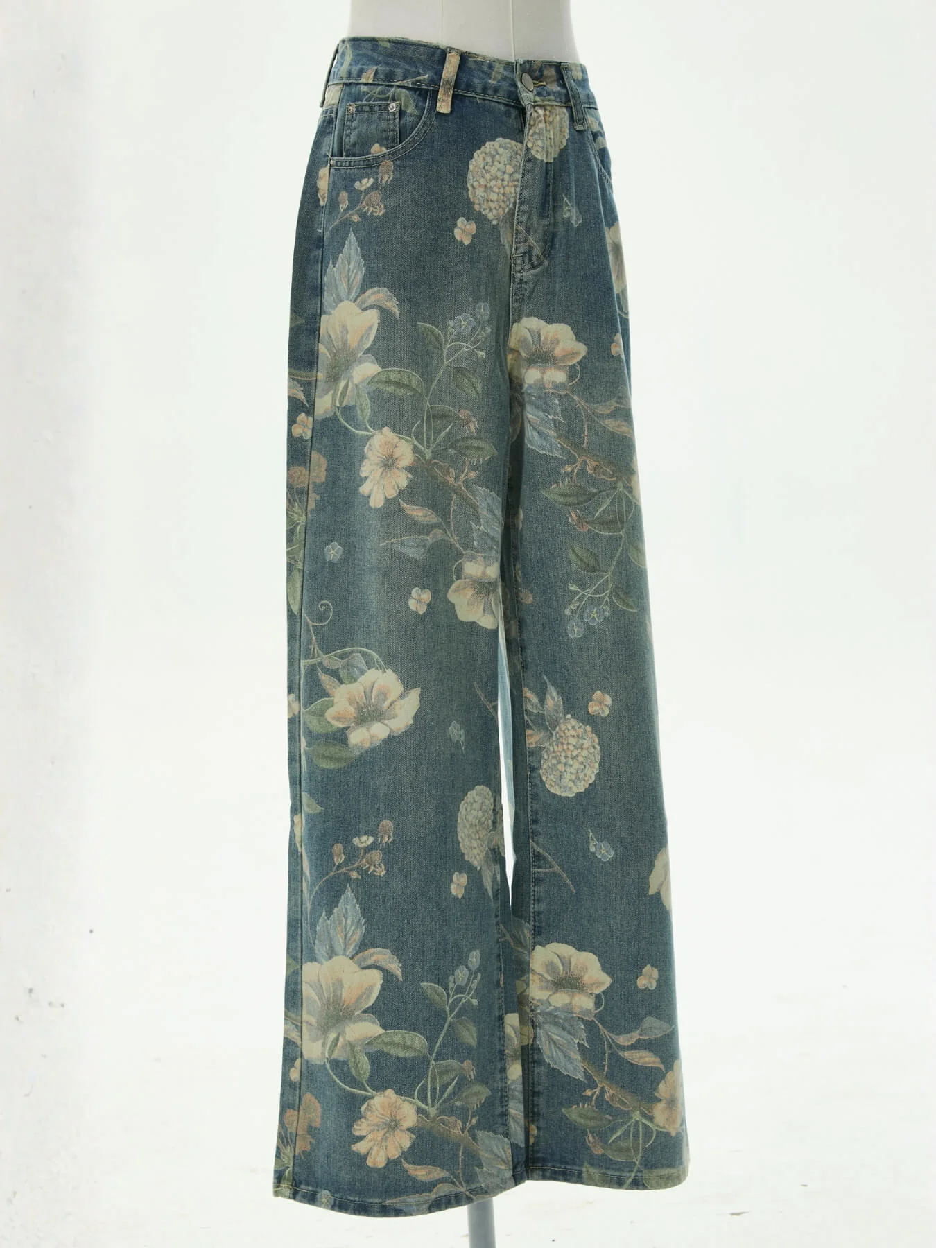 Avina Mid Rise Floral Stretch Flare Jeans - Image 7