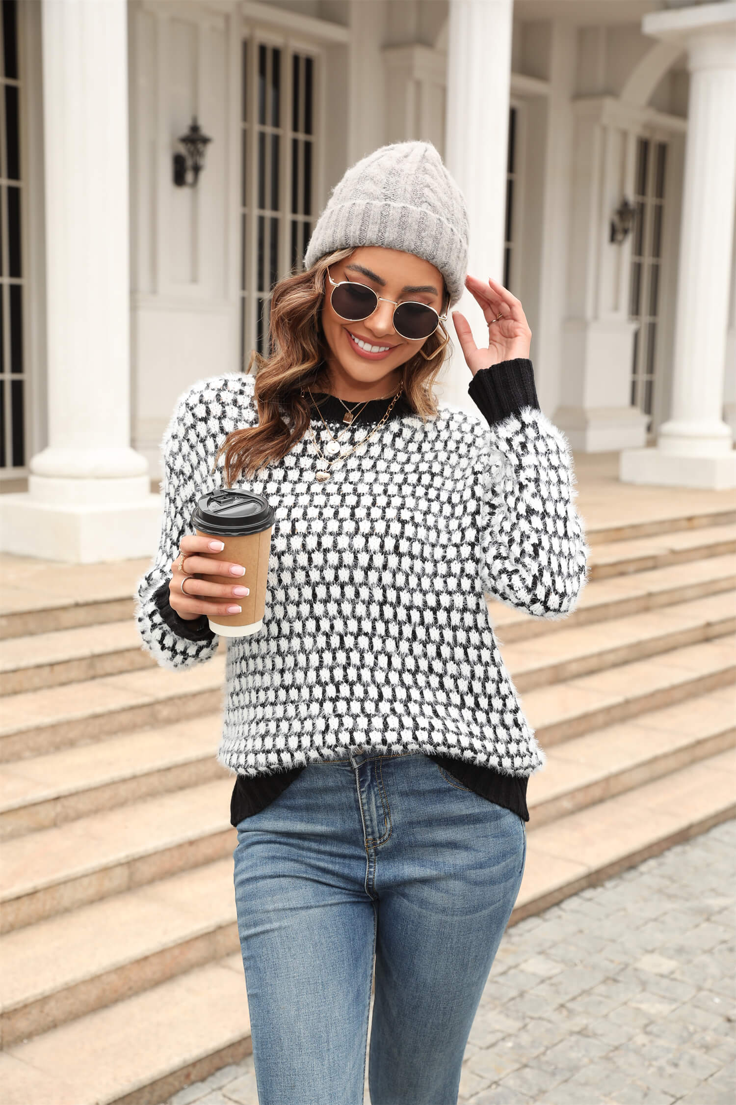 Azusa Spot Knitted Sweater - Black - Image 2