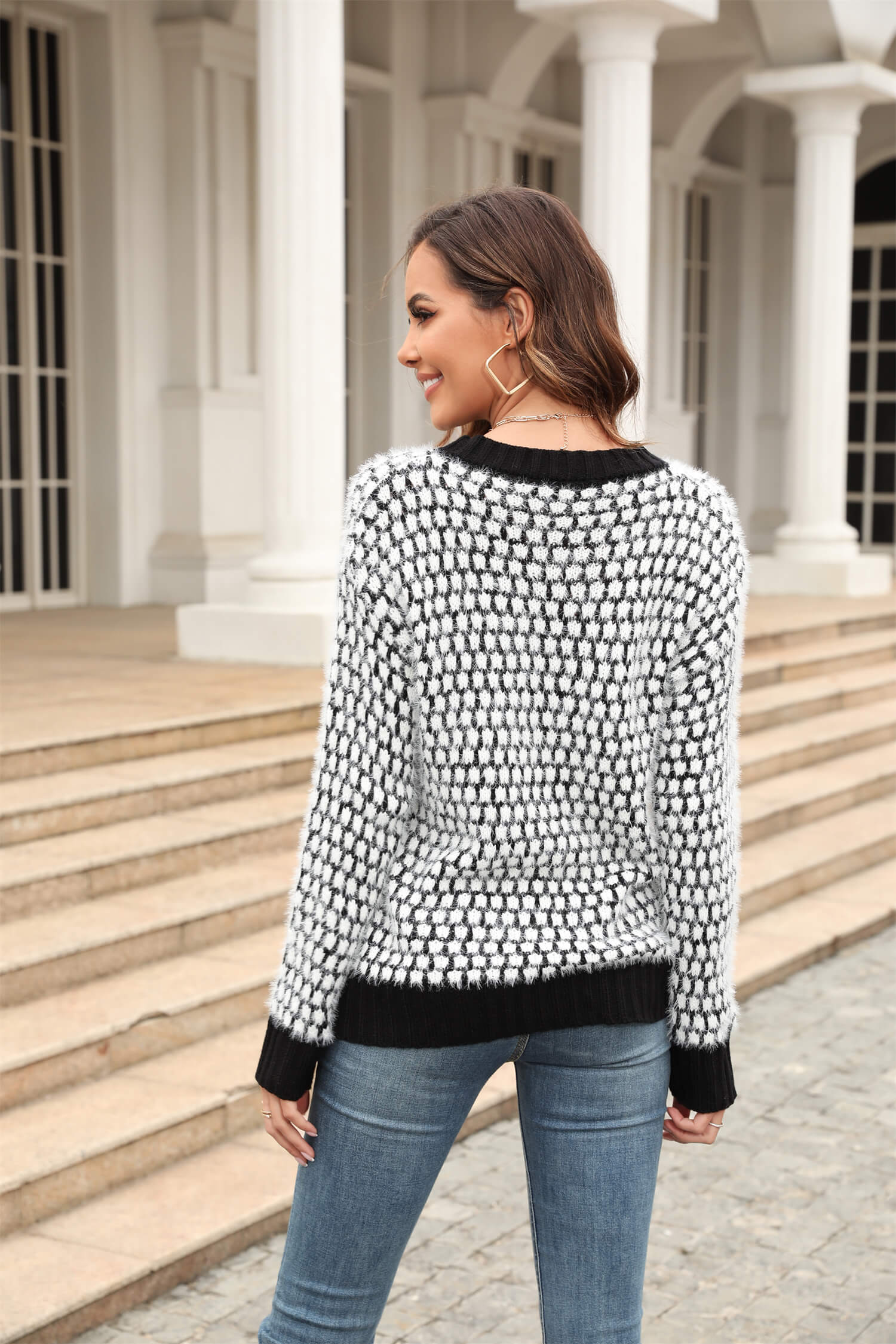 Azusa Spot Knitted Sweater - Black - Image 3