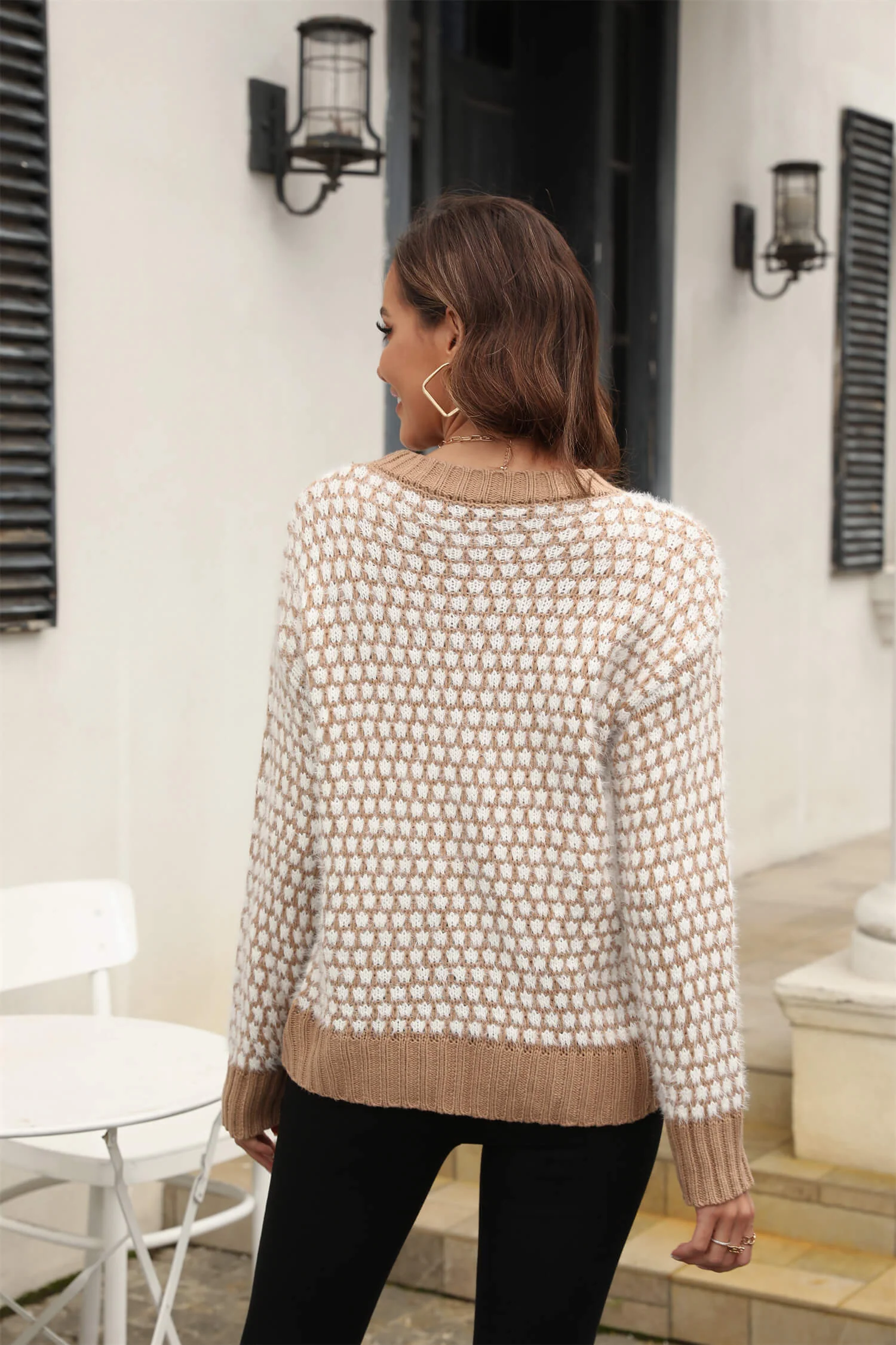 Azusa Spot Knitted Sweater - Khaki - Image 3