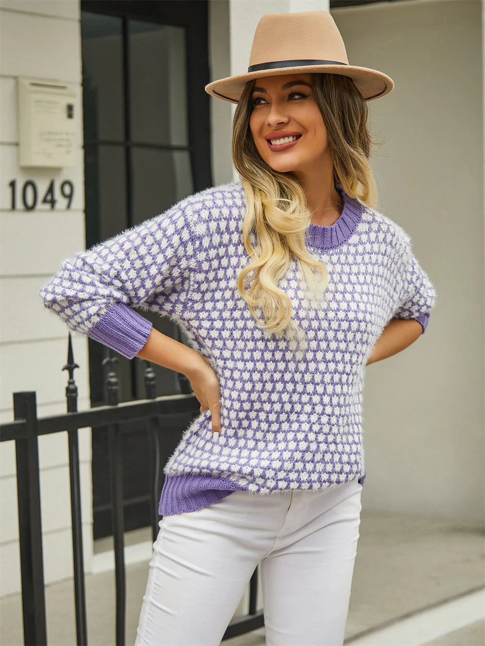 Azusa Spot Knitted Sweater - Purple - Image 2