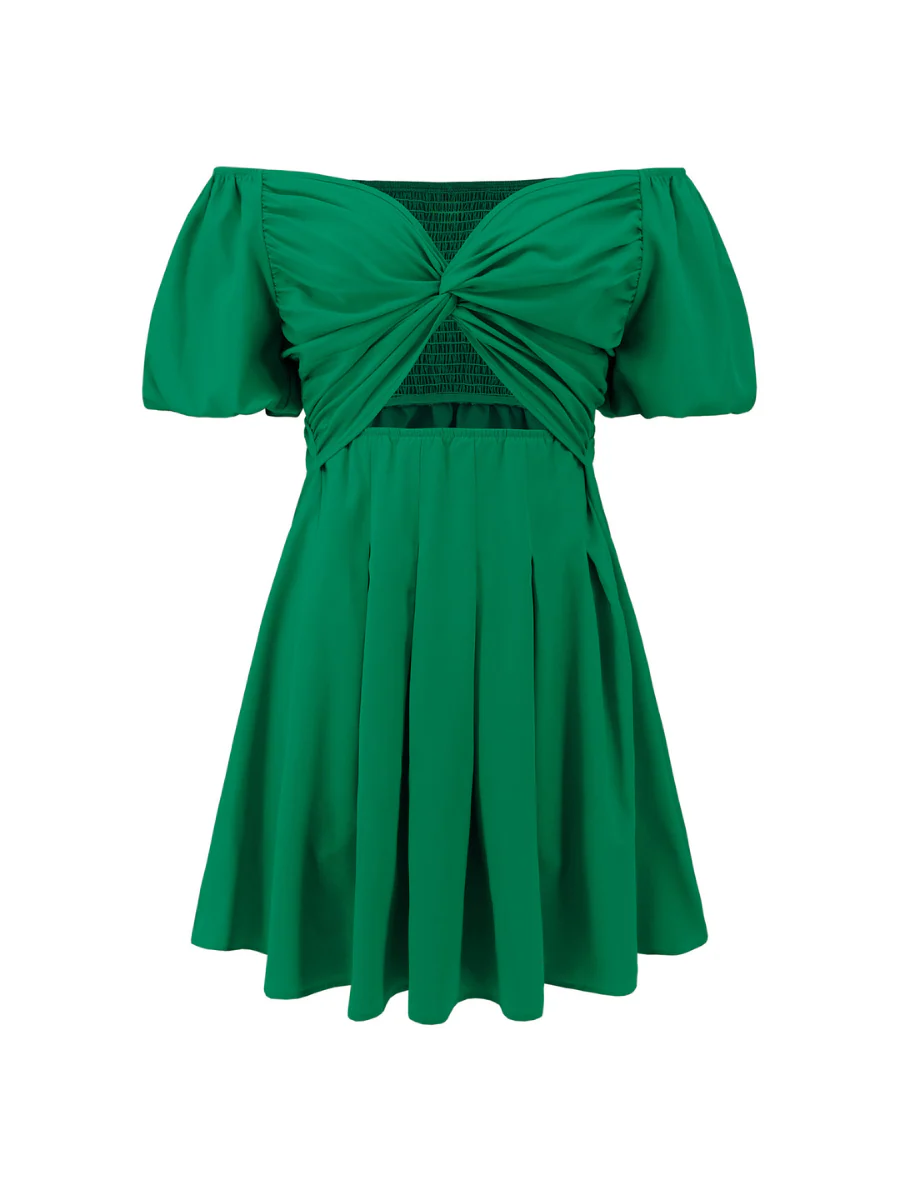 Baby Doll Cutout Mini Dress - Green - Image 6