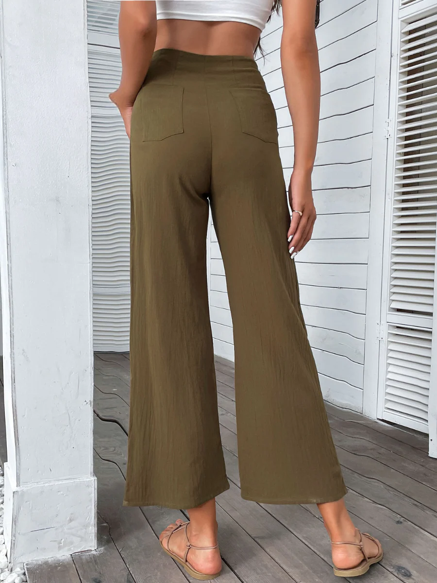 BACK IT LINEN PANTS - OLIVE - Image 3
