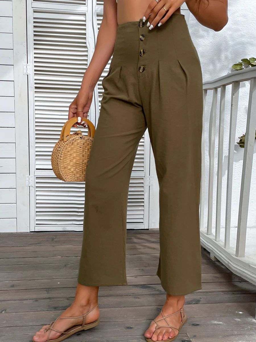 BACK IT LINEN PANTS - OLIVE - Image 4