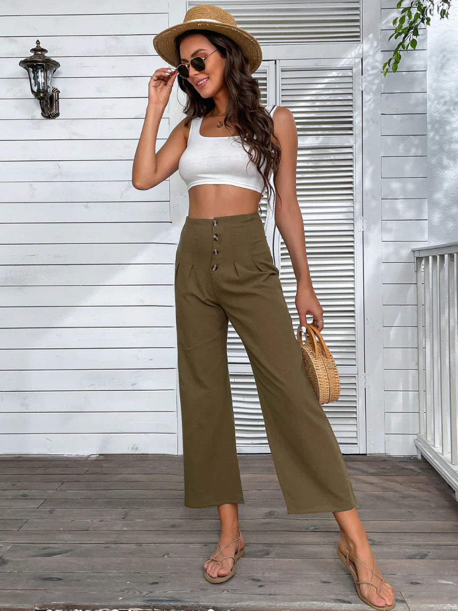BACK IT LINEN PANTS - OLIVE - Image 5