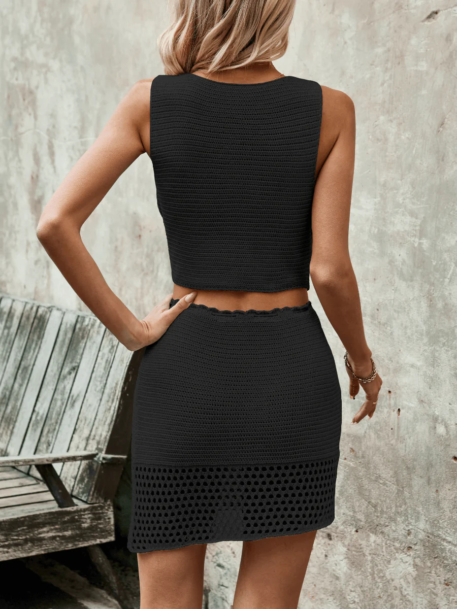 Balvin Crochet Knit Matching Set - Black - Image 3