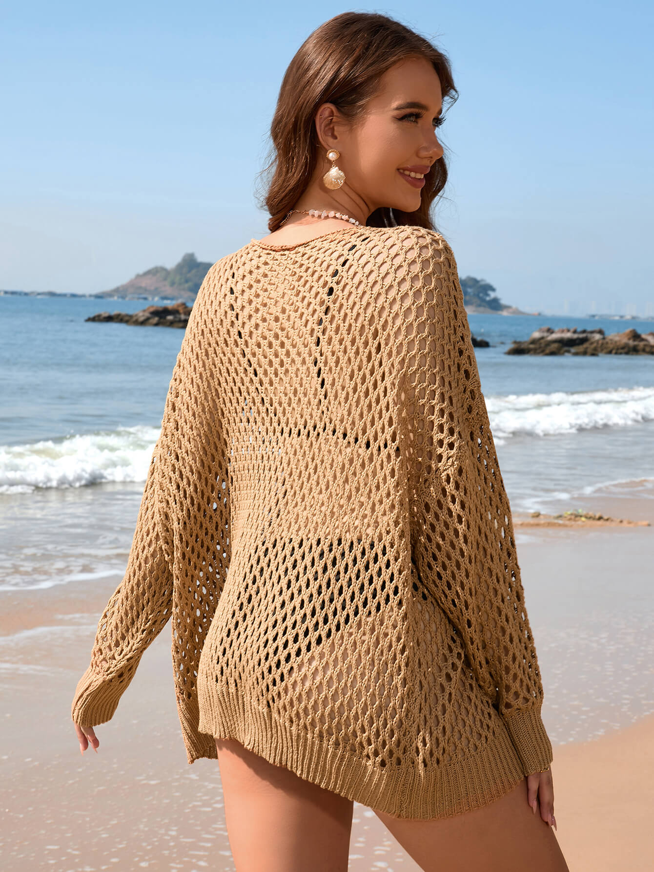 Balvin Crochet Long Sleeve Cover Up Sweater - Image 5