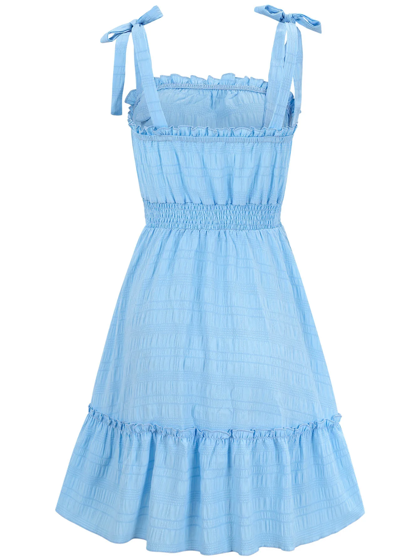 Barbados Shoulder Tie Mini Dress - Blue - Image 8