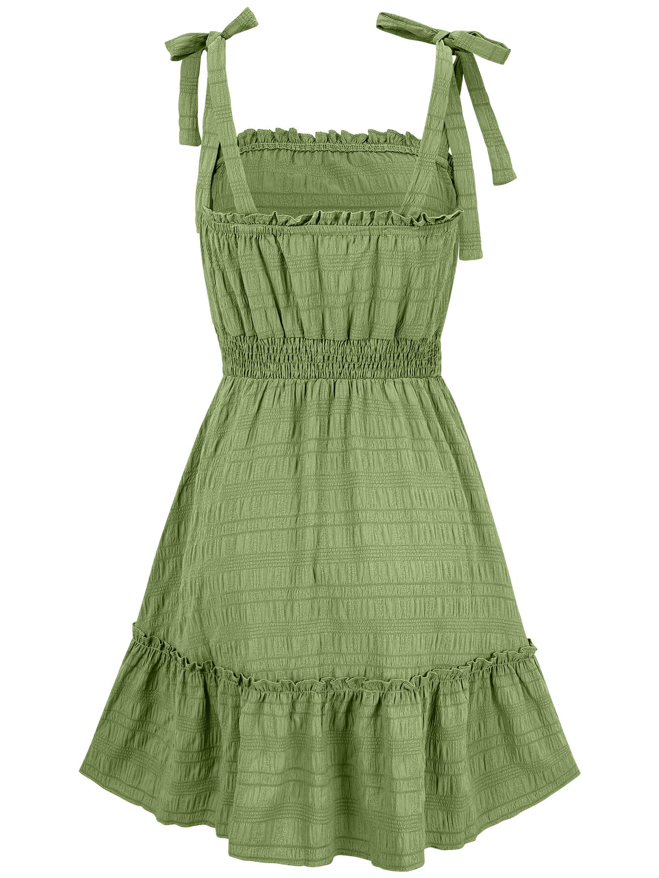 Barbados Shoulder Tie Mini Dress - Green - Image 8