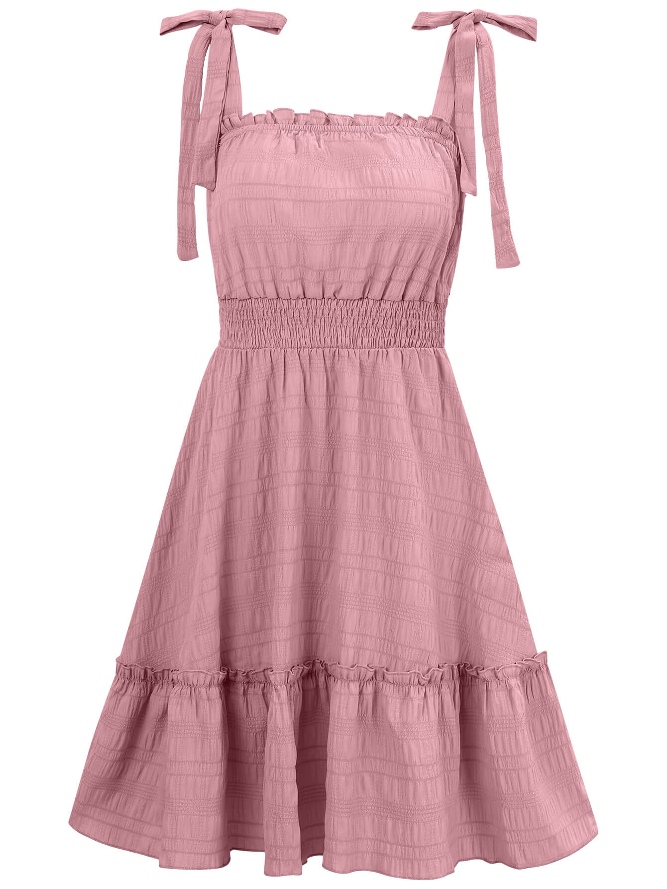 Barbados Shoulder Tie Mini Dress - Pink - Image 7