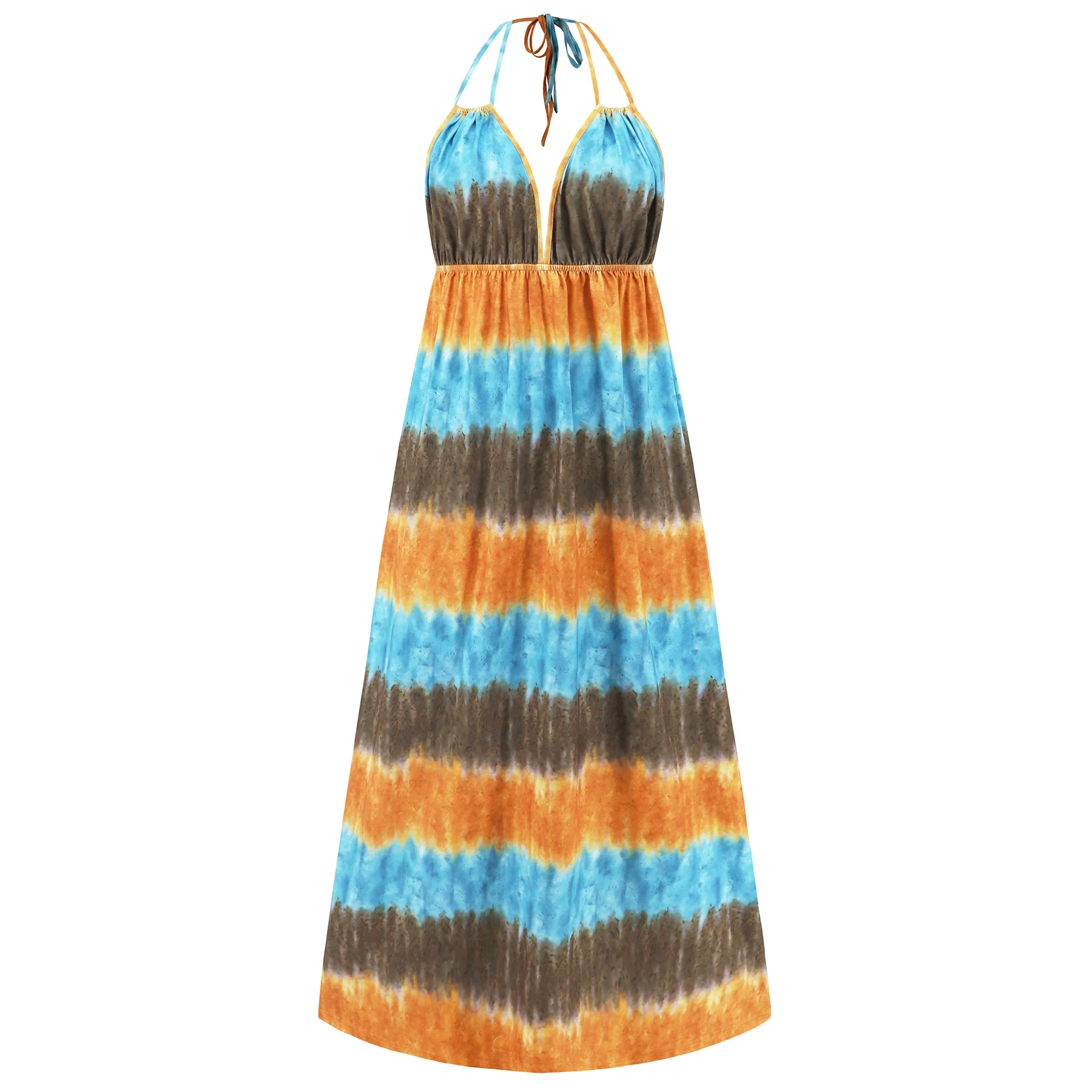 Beach Paradise Tie-Dye Maxi Dress - Blue - Image 5