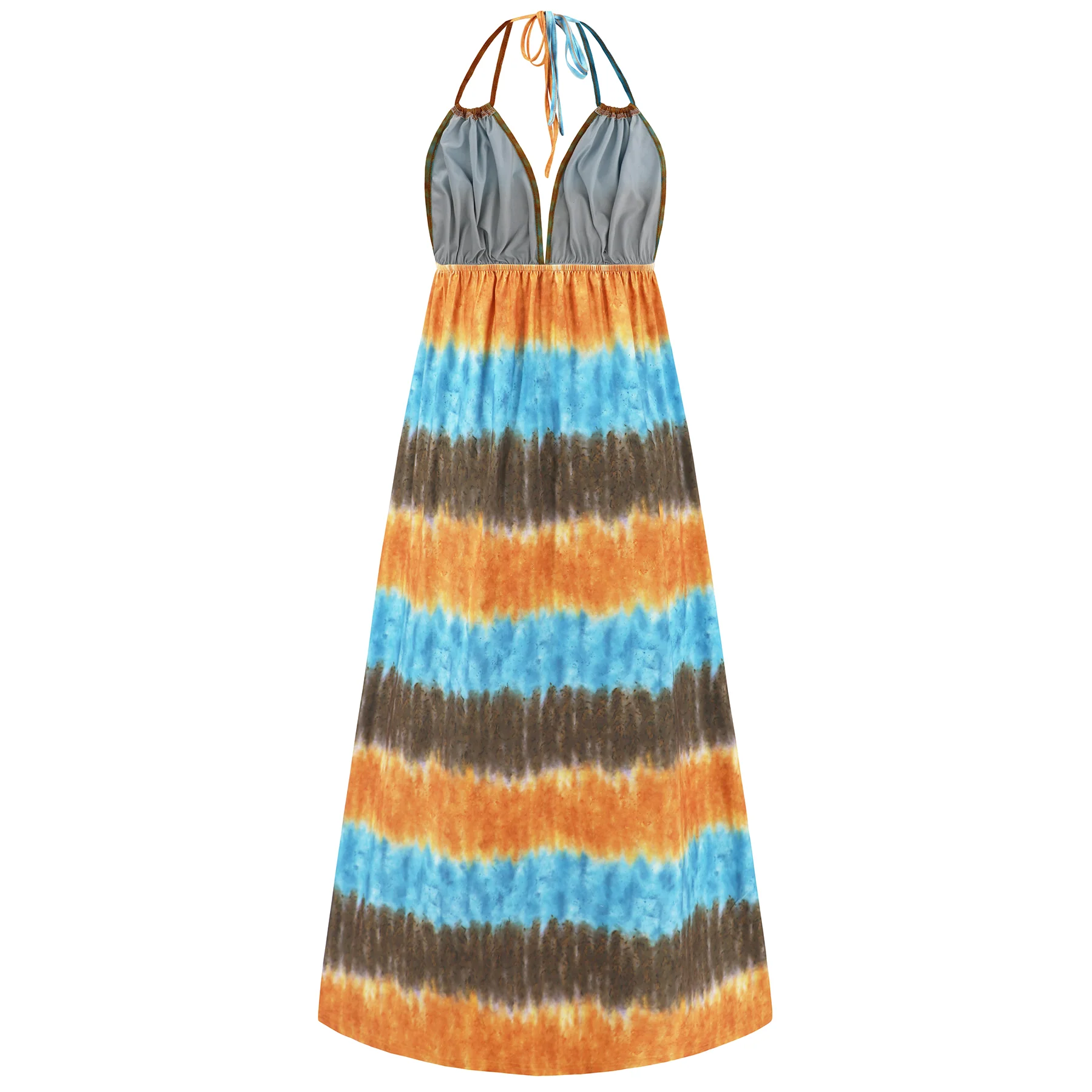 Beach Paradise Tie-Dye Maxi Dress - Blue - Image 6