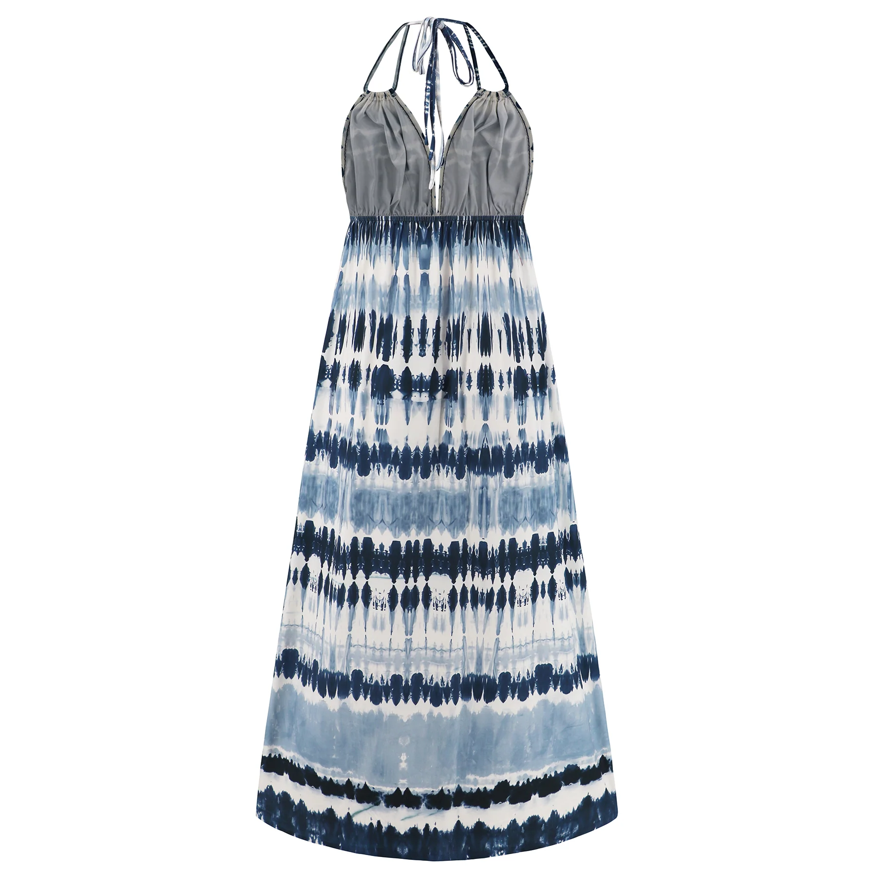 Beach Paradise Tie-Dye Maxi Dress - Navy - Image 6