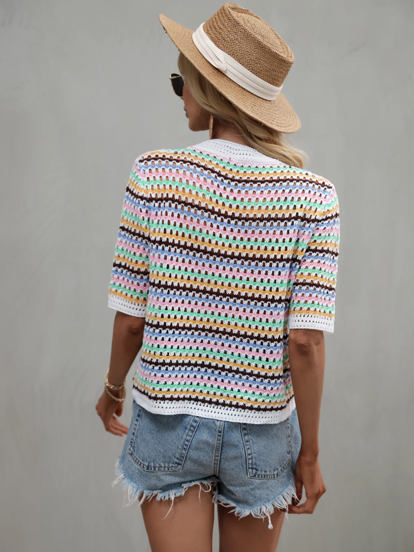 BEE CROCHET KNIT TOP - WHITE - Image 2