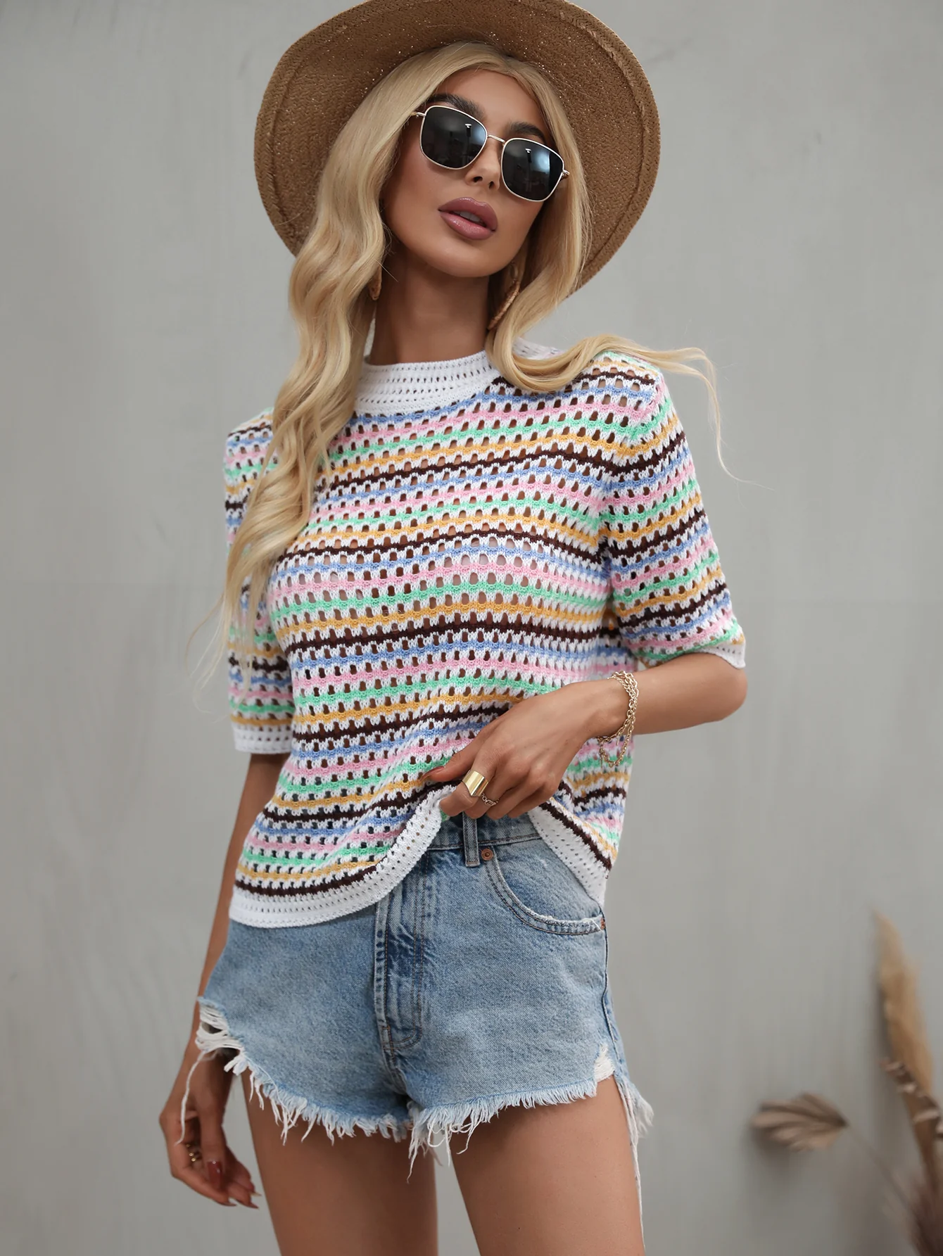 BEE CROCHET KNIT TOP - WHITE - Image 6