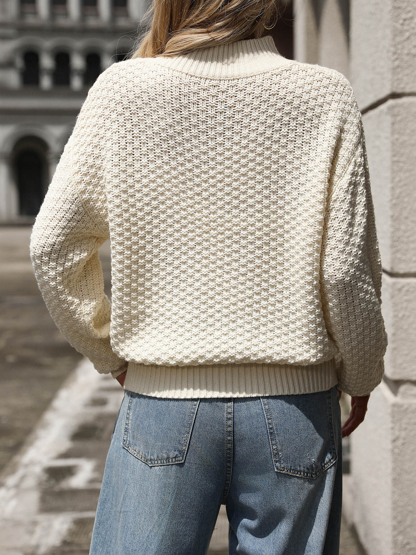 Billie Pom Mock Neck Sweater - Cream - Image 6