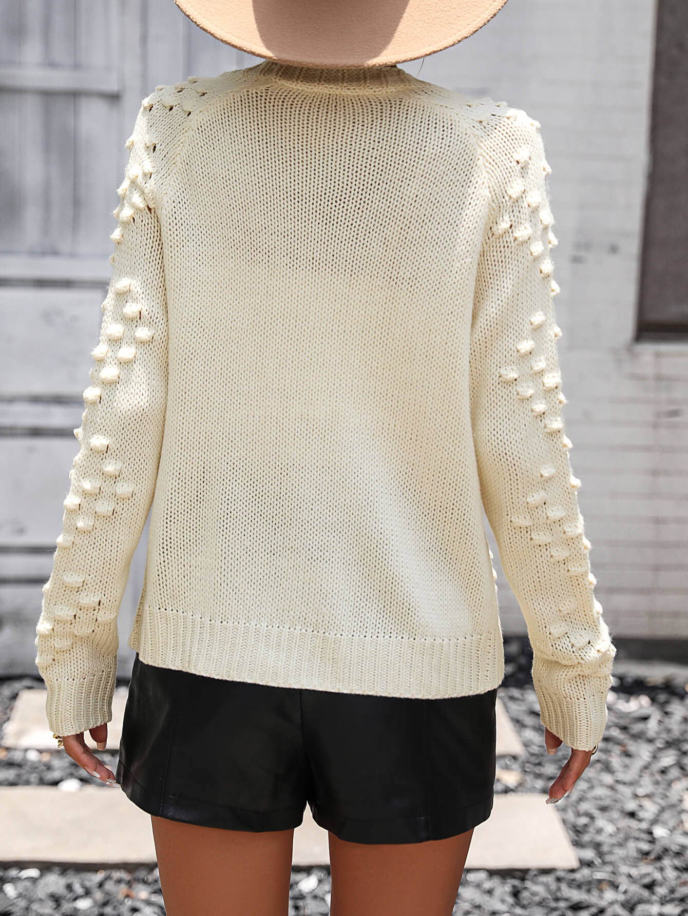 Billie Pom Open Sweater Cardigan - Cream - Image 5